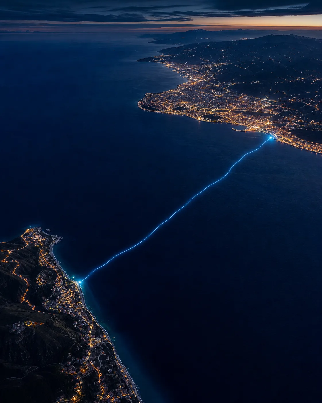 Percorso della traversata tra Calabria e Messina
